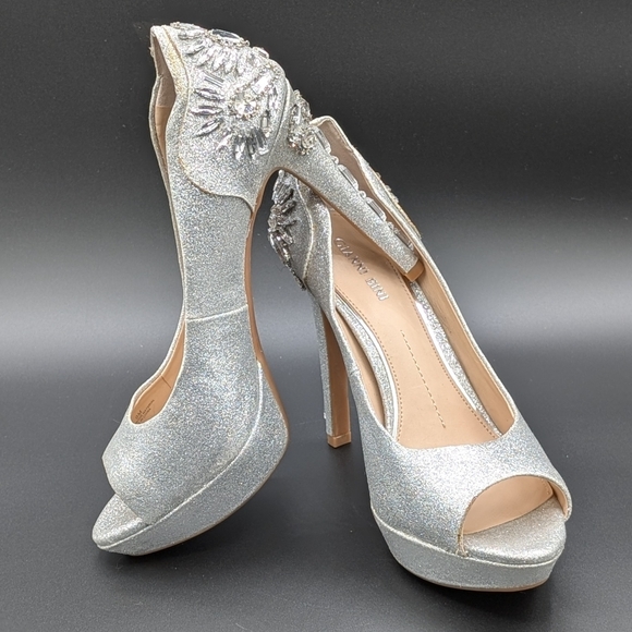Gianni Bini Shoes - Gianni Bini Merri Silver Platform Embellished Heels